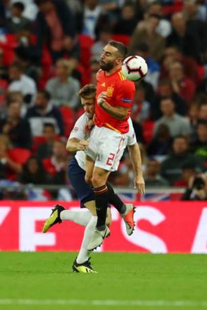 Lo scontro tra Shaw e Carvajal. Getty Images